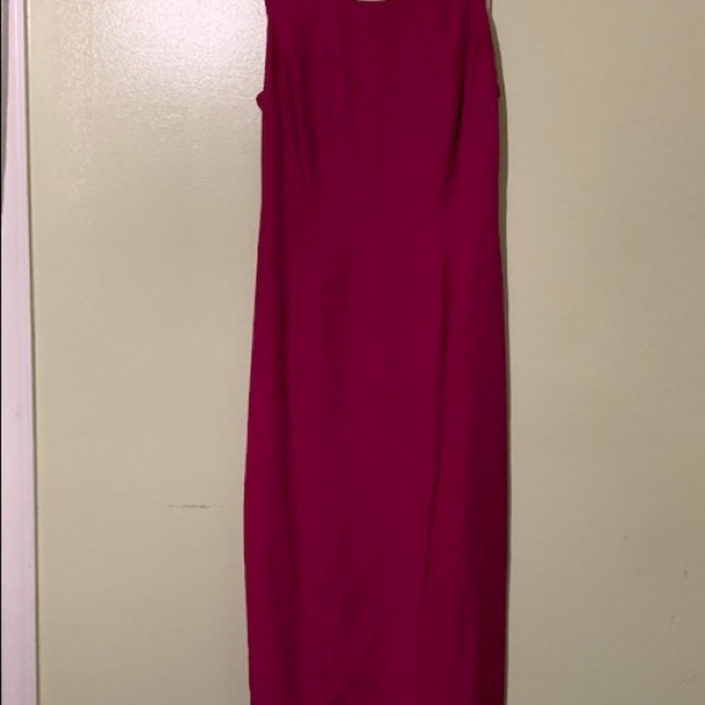 MAGGY LONDON 100% SILK MAXI SHEATH DRESS PINK  6